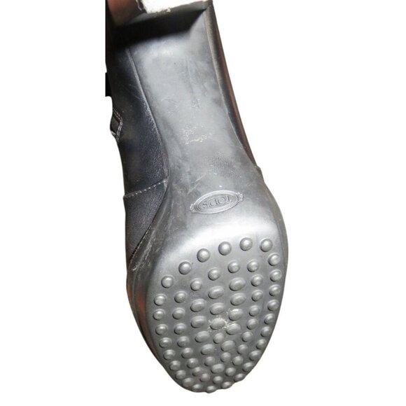 TOD'S Black Italian Leather & Suede Platform Ankle Boots 40.5 US 10 w/ Dustbag - Picture 13 of 15